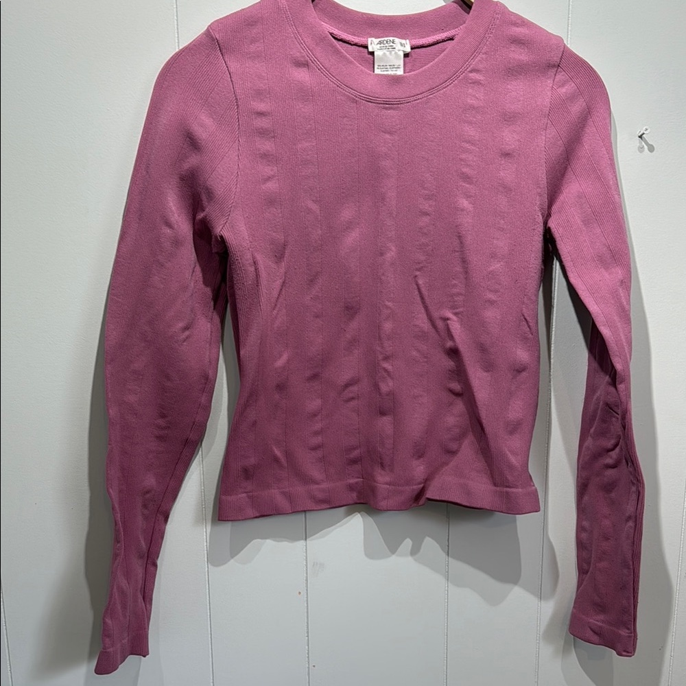 Ardene Pink Ribbed Long Sleeve Hoodie